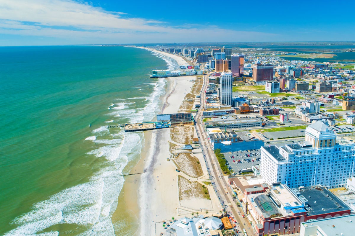 Aerial view of the Atlantic City coastline, New Jersey